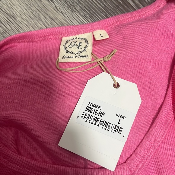 NWT Grace & Emma Love On Top Bodysuit in Hot Pink with Ruffle Sleeves - Picture 8 of 16